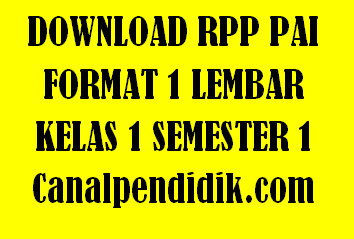 Download RPP 1 Lembar Pelajaran PAI Kelas 1 Semester 1